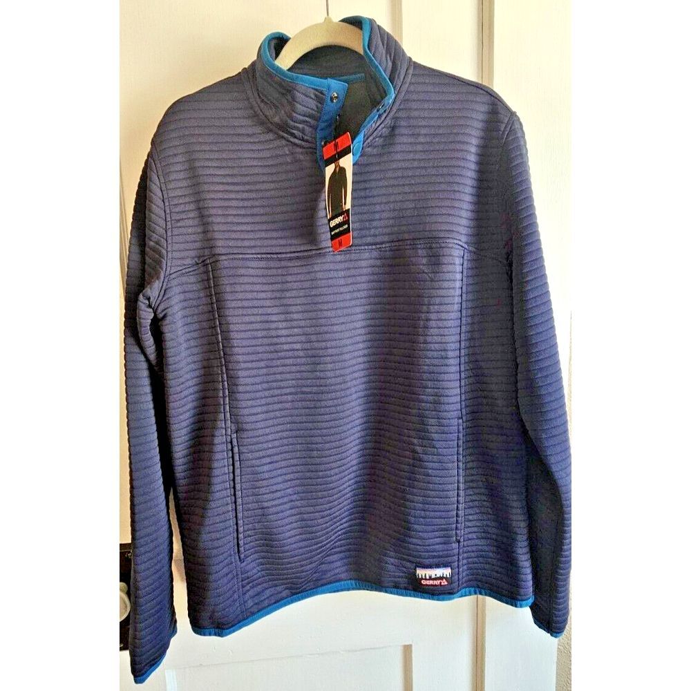 NWT GERRY MEN outdoor shirt tall neck snap front pill resistant pullover Sz M